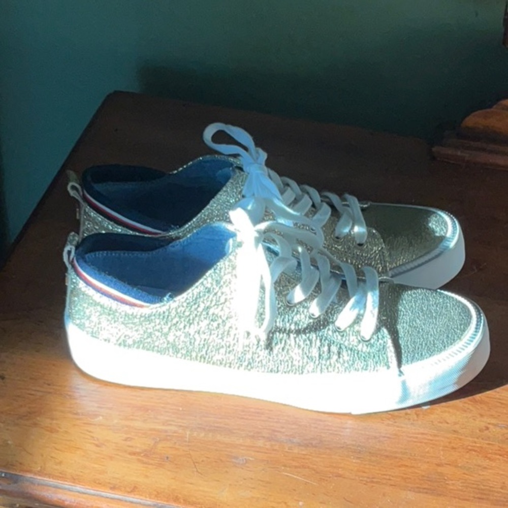 Tommy Hilfiger Gold Glitter Sneakers with White Laces
